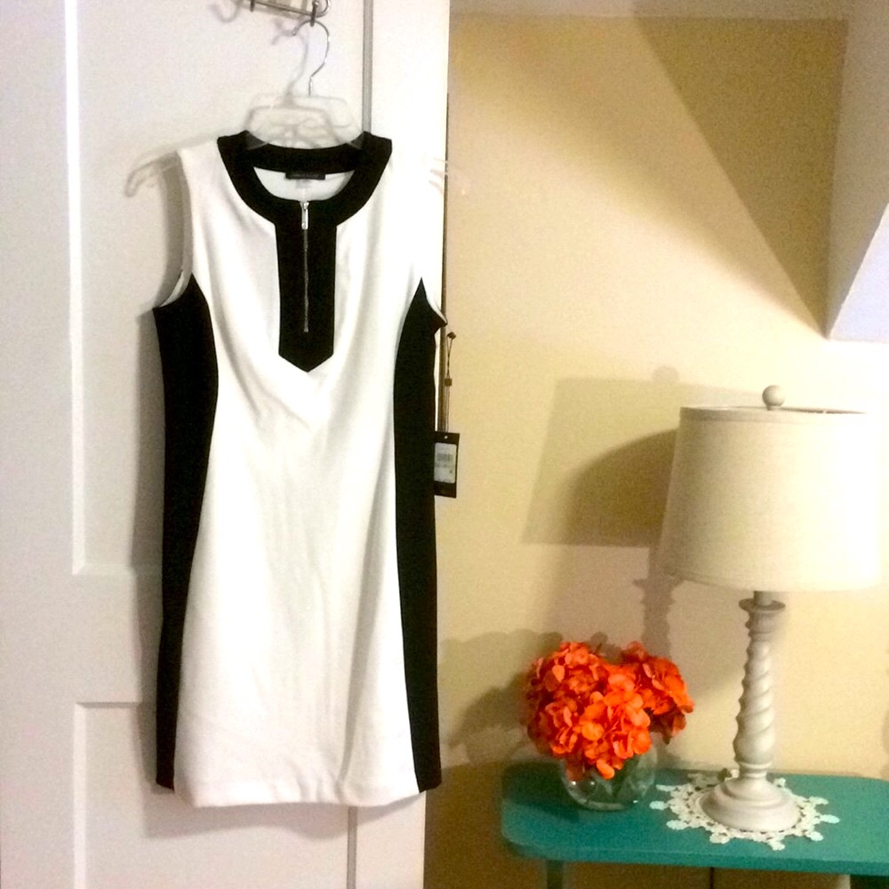 Tommy Hilfiger black and White color block dress